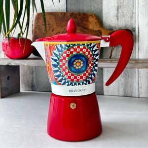 🌴Vibrant Brandini Italian Red Hot Stovetop Moka |Espresso| Coffee Maker - 6Cup
